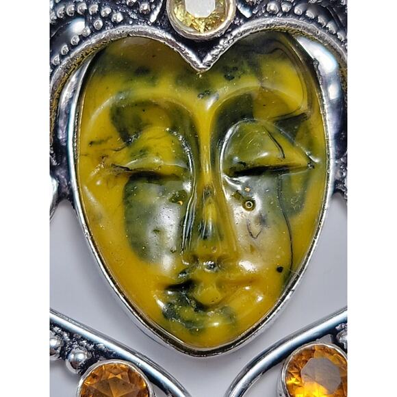 Radiant Sterling Silver Bali Goddess Pendant with Citrine and Smoky Quartz - Picture 4 of 9
